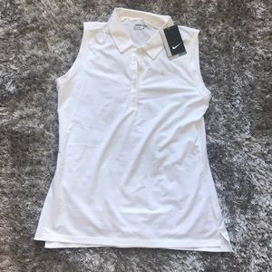 Nike sleeveless white golf shirt. Size large NWT